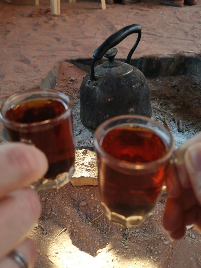 Bedouin tea in traditional Arabic tea glasses: Istikan
