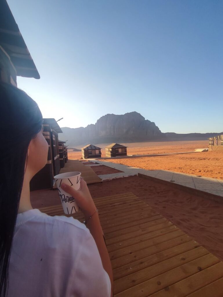 Enjoying tea in the Wadi Rum desert